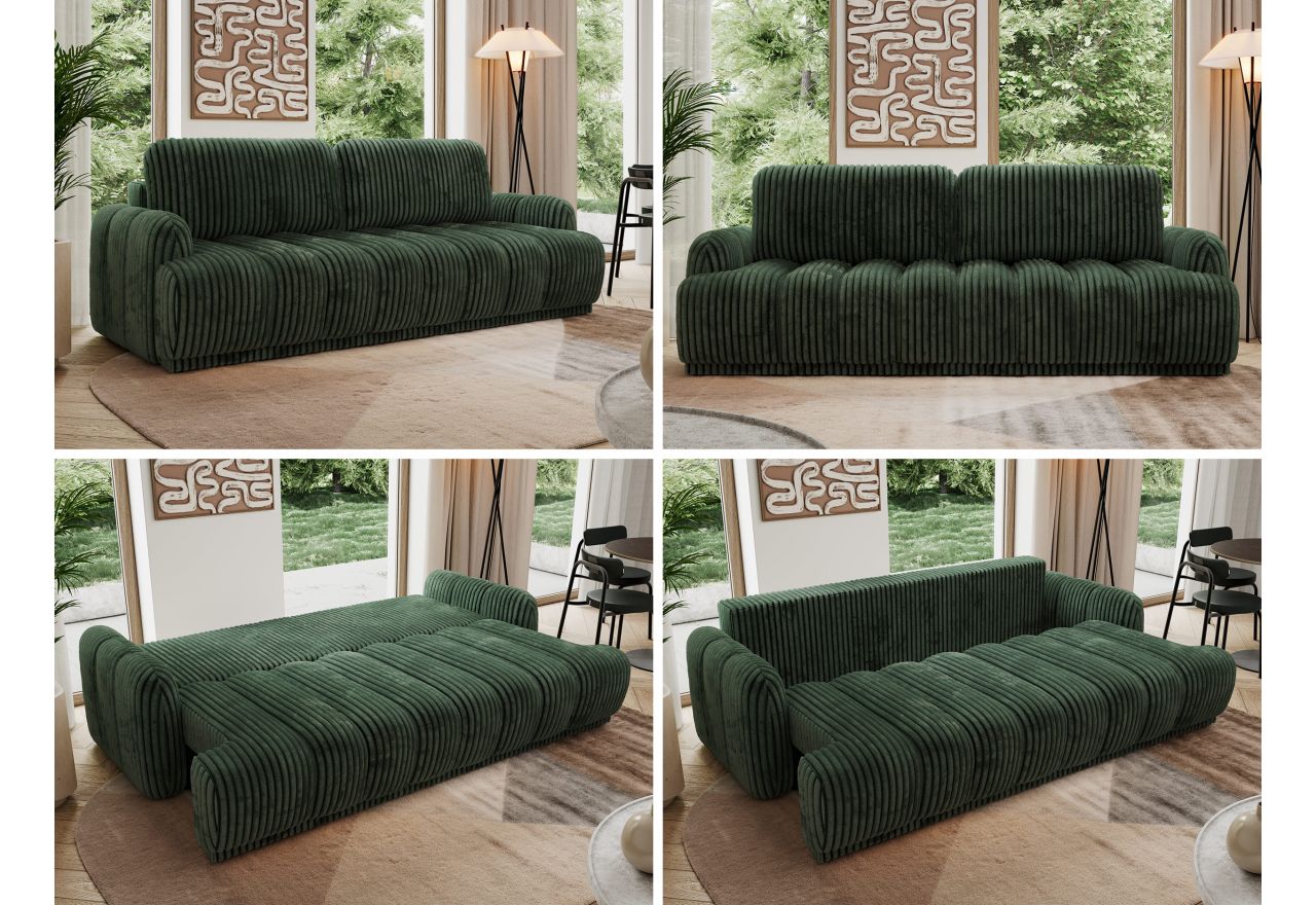 Sofa ACCORIDO - ciemnozielony, sztruks
