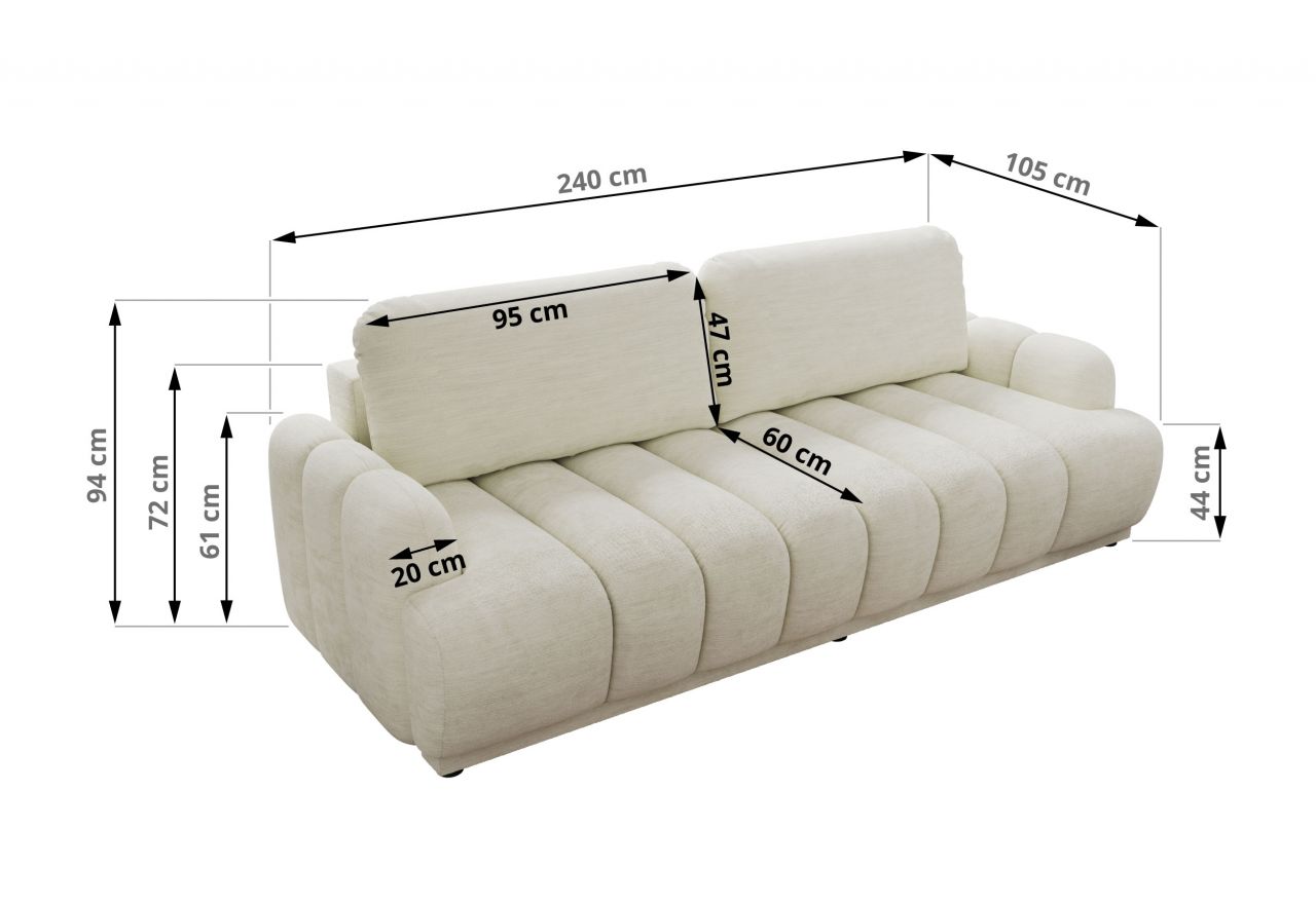 Sofa ACCORIDO - kremowy, szenil gładki