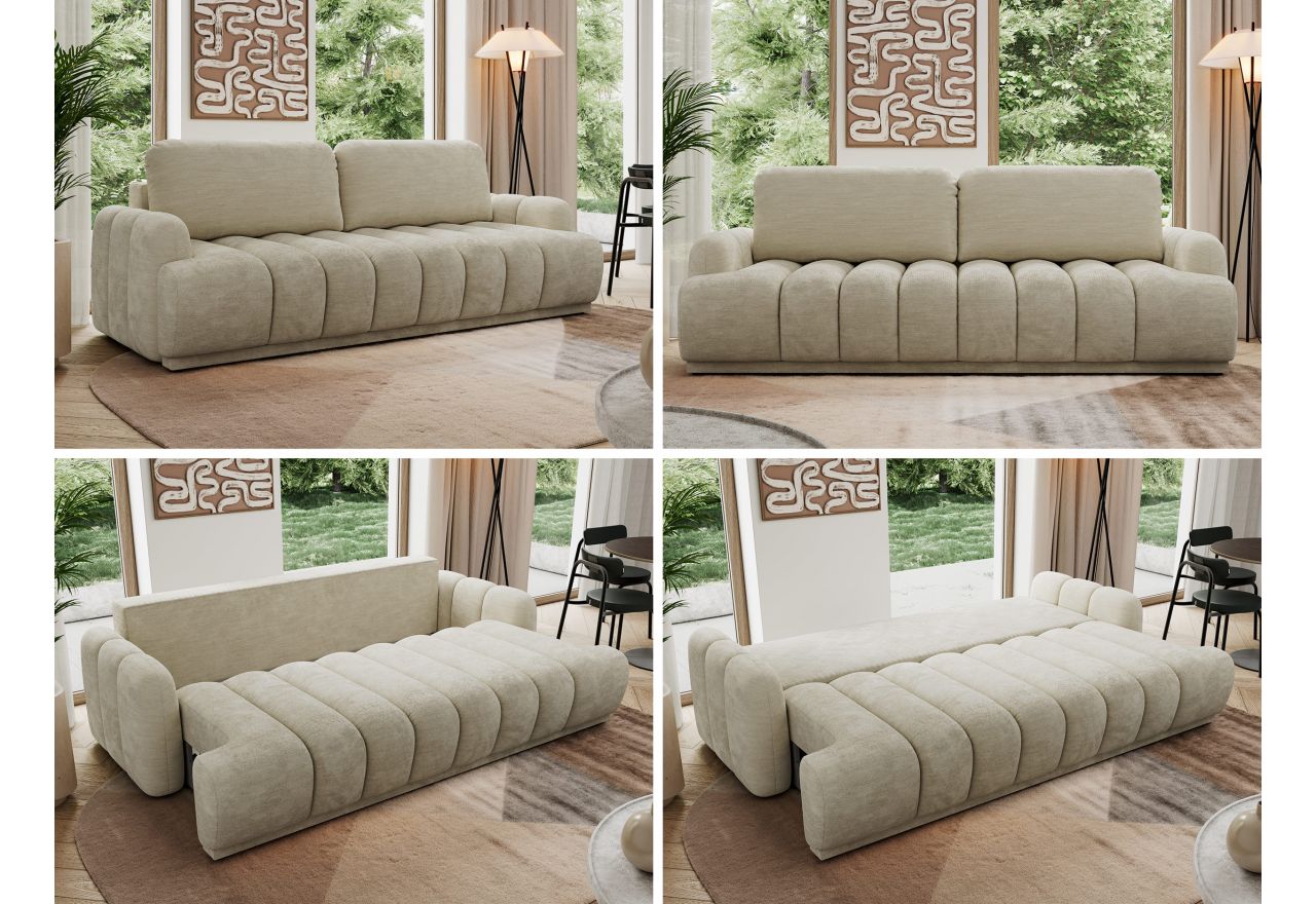 Sofa ACCORIDO - beżowy, szenil gładki