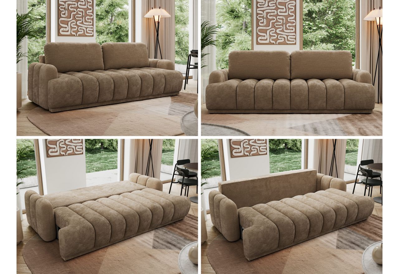 Sofa ACCORIDO - brązowy, szenil gładki