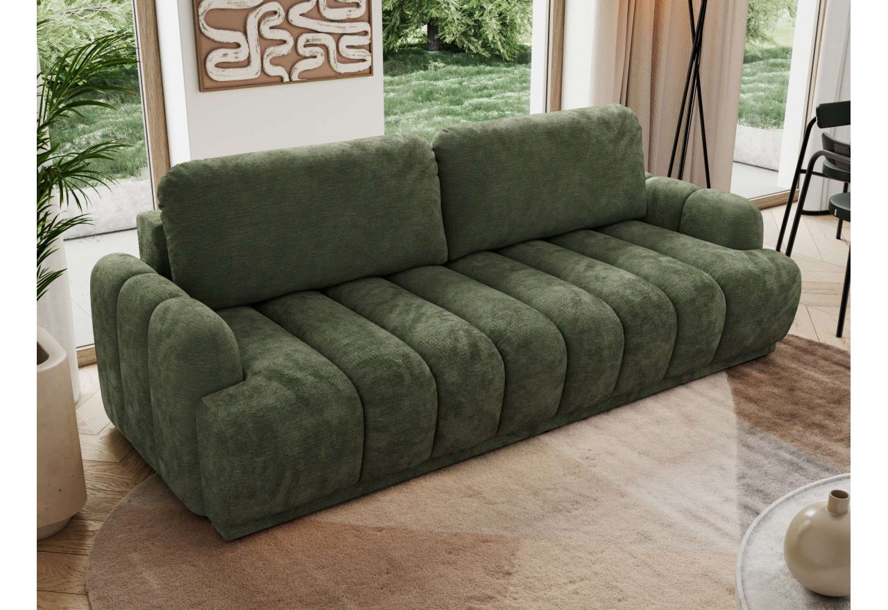 Sofa ACCORIDO - ciemnozielony, szenil gładki