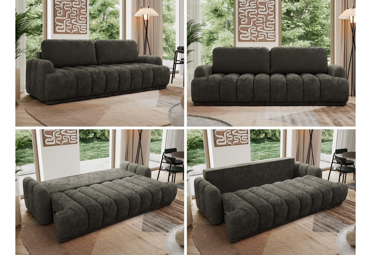 Sofa ACCORIDO - ciemnoszary, szenil gładki