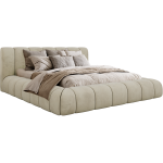 Łóżko tapicerowane NUEBA CLASSIC 160x200 - materac pocket - beżowy, welwet