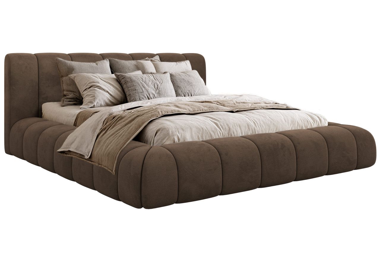 Łóżko tapicerowane NUEBA CLASSIC 200x200 - brązowy, welwet