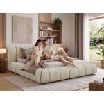 Łóżko tapicerowane NUEBA CLASSIC 140x200 - materac pocket - brązowy, welwet