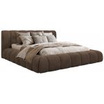 Łóżko tapicerowane NUEBA CLASSIC 140x200 - materac pocket - brązowy, welwet