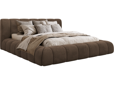 Łóżko tapicerowane NUEBA CLASSIC 180x200 - materac pocket - brązowy, welwet
