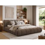 Łóżko tapicerowane NUEBA CLASSIC 200x200 - materac pocket - brązowy, welwet