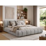 Łóżko tapicerowane NUEBA CLASSIC 200x200 - jasnoszary, welwet