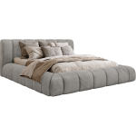 Łóżko tapicerowane NUEBA CLASSIC 160x200 - materac pocket - jasnoszary, welwet