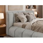 Łóżko tapicerowane NUEBA CLASSIC 160x200 - materac pocket - jasnoszary, welwet