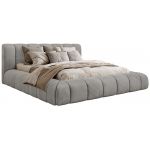 Łóżko tapicerowane NUEBA CLASSIC 160x200 - materac pocket - jasnoszary, welwet