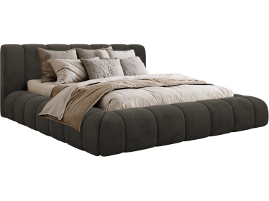 Łóżko tapicerowane NUEBA CLASSIC 140x200 - materac pocket - ciemnoszary, welwet