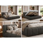 Łóżko tapicerowane NUEBA CLASSIC 140x200 - materac pocket - ciemnoszary, welwet