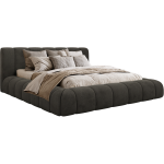 Łóżko tapicerowane NUEBA CLASSIC 200x200 - materac pocket - ciemnoszary, welwet