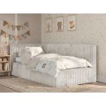 Łóżko dziecięce TILVO ALTA 90x200 - materac pocket - beżowy, sztruks - strona lewa
