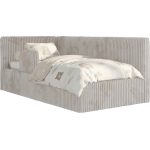 Łóżko dziecięce TILVO ALTA 90x200 - materac pocket - beżowy, sztruks - strona lewa