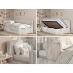 Łóżko dziecięce TILVO ALTA 90x200 - materac pocket - beżowy, sztruks - strona lewa