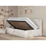 Łóżko dziecięce TILVO ALTA 90x200 - materac multipocket - beżowy, sztruks - strona lewa