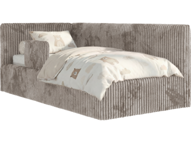 Łóżko dziecięce TILVO ALTA 90x200 - jasnobrązowy, sztruks - strona lewa