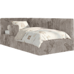 Łóżko dziecięce TILVO ALTA 90x200 - materac multipocket - jasnobrązowy, sztruks - strona lewa