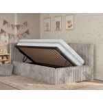 Łóżko dziecięce TILVO ALTA 90x200 - materac multipocket - jasnobrązowy, sztruks - strona lewa