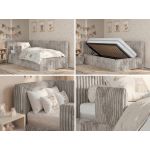 Łóżko dziecięce TILVO ALTA 90x200 - materac multipocket - jasnobrązowy, sztruks - strona lewa