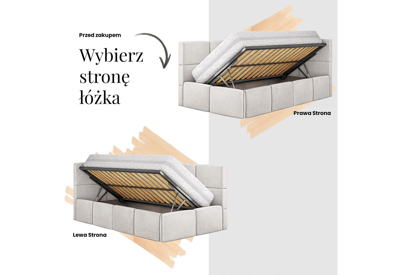 Łóżko dziecięce TILVO ALTA 90x200 - brązowy, sztruks - strona lewa