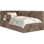 Łóżko dziecięce TILVO ALTA 90x200 - materac pocket - brązowy, sztruks - strona lewa