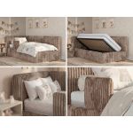 Łóżko dziecięce TILVO ALTA 90x200 - materac pocket - brązowy, sztruks - strona lewa