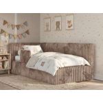 Łóżko dziecięce TILVO ALTA 90x200 - materac multipocket - brązowy, sztruks - strona lewa