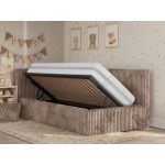 Łóżko dziecięce TILVO ALTA 90x200 - materac multipocket - brązowy, sztruks - strona lewa