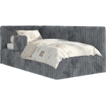 Łóżko dziecięce TILVO ALTA 90x200 - materac piankowy - szary, sztruks - strona lewa