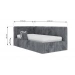 Łóżko dziecięce TILVO ALTA 90x200 - materac multipocket - szary, sztruks - strona lewa