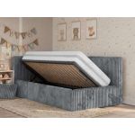 Łóżko dziecięce TILVO ALTA 90x200 - materac multipocket - szary, sztruks - strona lewa