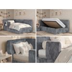 Łóżko dziecięce TILVO ALTA 90x200 - materac multipocket - szary, sztruks - strona lewa