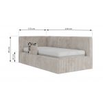 Łóżko dziecięce TILVO ALTA 90x200 - materac pocket - beżowy, sztruks - strona prawa