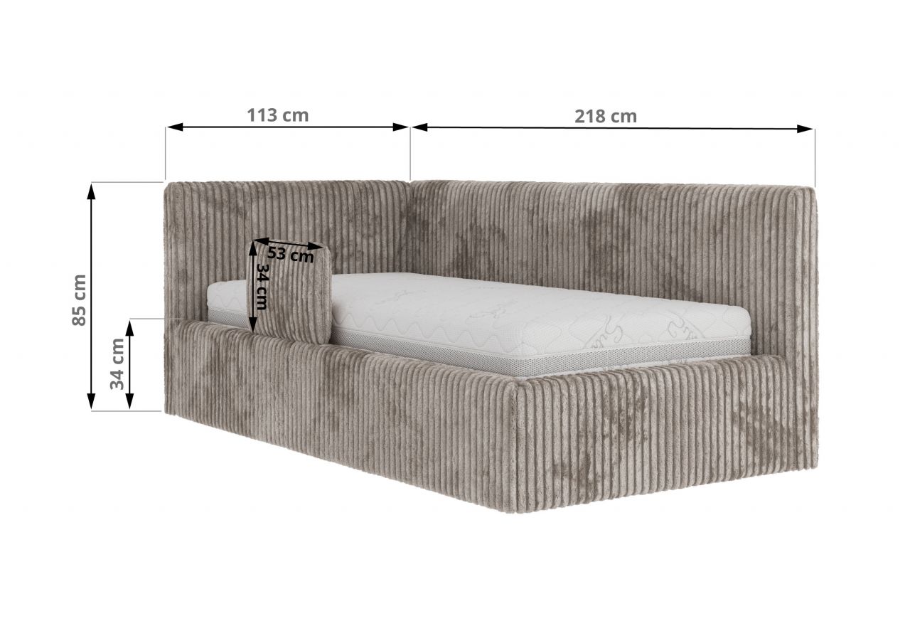 Łóżko dziecięce TILVO ALTA 90x200 - jasnobrązowy, sztruks - strona prawa