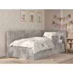 Łóżko dziecięce TILVO ALTA 90x200 - materac pocket - jasnobrązowy, sztruks - strona prawa