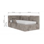 Łóżko dziecięce TILVO ALTA 90x200 - materac pocket - jasnobrązowy, sztruks - strona prawa