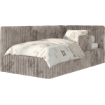 Łóżko dziecięce TILVO ALTA 90x200 - materac multipocket - jasnobrązowy, sztruks - strona prawa