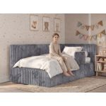 Łóżko dziecięce TILVO ALTA 90x200 - materac multipocket - jasnobrązowy, sztruks - strona prawa