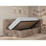 Łóżko dziecięce TILVO ALTA 90x200 - materac pocket - brązowy, sztruks - strona prawa