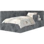 Łóżko dziecięce TILVO ALTA 90x200 - materac piankowy - szary, sztruks - strona prawa