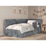 Łóżko dziecięce TILVO ALTA 90x200 - materac pocket - szary, sztruks - strona prawa