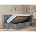 Łóżko dziecięce TILVO ALTA 90x200 - materac multipocket - szary, sztruks - strona prawa