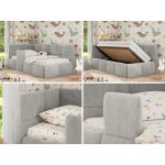 Łóżko dziecięce ARVO ALTA 90x200 - jasnoszary, plusz - strona lewa