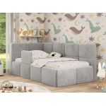 Łóżko dziecięce ARVO ALTA 90x200 - materac multipocket - jasnoszary, plusz - strona lewa