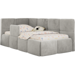 Łóżko dziecięce ARVO ALTA 90x200 - materac multipocket - jasnoszary, plusz - strona lewa