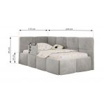 Łóżko dziecięce ARVO ALTA 90x200 - materac multipocket - jasnoszary, plusz - strona lewa